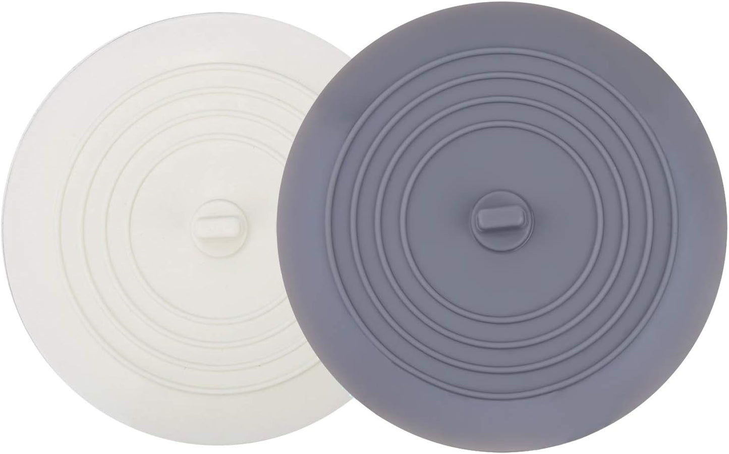 Tub Stopper 2 Pack, 6 inches Large Silicone Drain Plug Hair Flat Suction Cover for Kitchen Gadgets Bathroom Accessories and Laundry 6" White&gray -