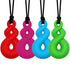 Chew Necklaces for Kids With Autism, ADHD, SPD, or Special Needs - Sensory Silicone Chewy Necklace Toys Boys, Girls, Adults, Teens 4 Pack