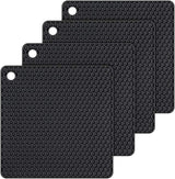 Silicone Trivet Mats Hot Mat - Pads Robust Non Slip Coasters Heat Resistant (Black) Black