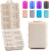 NEW Foldable & Double Protection Portable Weekly Pill Organizer 2 Times A Day with Etched Labels, AM PM 7 Week Medicine Box, Daily Travel Case Holder Dispenser for Vitamin, Supplement - Khaki