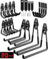 Garage Hooks, 20-Pack Steel Accessories for Organization and Storage, Heavy Wall Mount Duty Hooks with Anti-Slip Coating Hanging Ladder, Bike, Power Tools More Tools, Black -