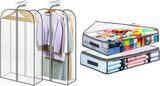 2 Packs Under Bed Storage Containers Bins-55L, Pack Clear Garment Bags-40'' Long -