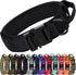 Tactical Dog Collar with Handle and Metal Buckle, Heavy Duty Padded Military 2 Patches for Training, Adjustable Large Dogs, Black, L Black
