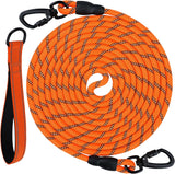 Long Leash for Dog with Removable Padded Handle, Heavy Duty Lead Large Medium Dogs,15FT/30FT/50FT/65FT Reflective Training Play, Camping, Backyard Tie Out, Orange, 30FT Orange