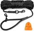 Long Dog Training Leash, 30 FT Tie Out Rope Check Cord with Padded Handle, Reflective Recall Lead for Puppy and Small Dogs, Black ft(Pack of 1)