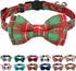 Upgraded Christmas Cat Collar with Bells, Breakaway Collars Bow Tie, 1 Pack Girl Boy Safety Plaid Kitten Collars, Red+Green Red / Green 7-11&
