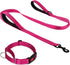 Martingale Dog Collar(16-20"), 6FT Double Handle Leash for Training, Hotpink -