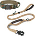 Tactical Dog Collar(17"-21") and Leash Set, Shock Absorbing Bungee Adjustable Strong Collar with Handle for Large Dogs(Camouflage, L) -