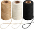 984 Ft Twine String, Natural Jute Twine, 2mm White Cotton Rope, 10ply Black for Crafts, Art, Gardening Plants, Gift Wrapping, Decoration, Packing String Bulk(3 Rolls) - 3 Rolls