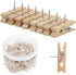 50 PCS Push Pin with Wooden Clips, Durable Pins, Decorative Pushpins Tacks Thumbtacks, for Cork Board Artworks Notes Photos, Craft Projects, Offices and Homes (Burlywood) -