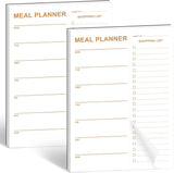 Weekly Meal Planner Magnetic, 2 Pack Undated Tear-off Sheets Planning Notepad, Magnetic for Refrigerator, Grocery List -