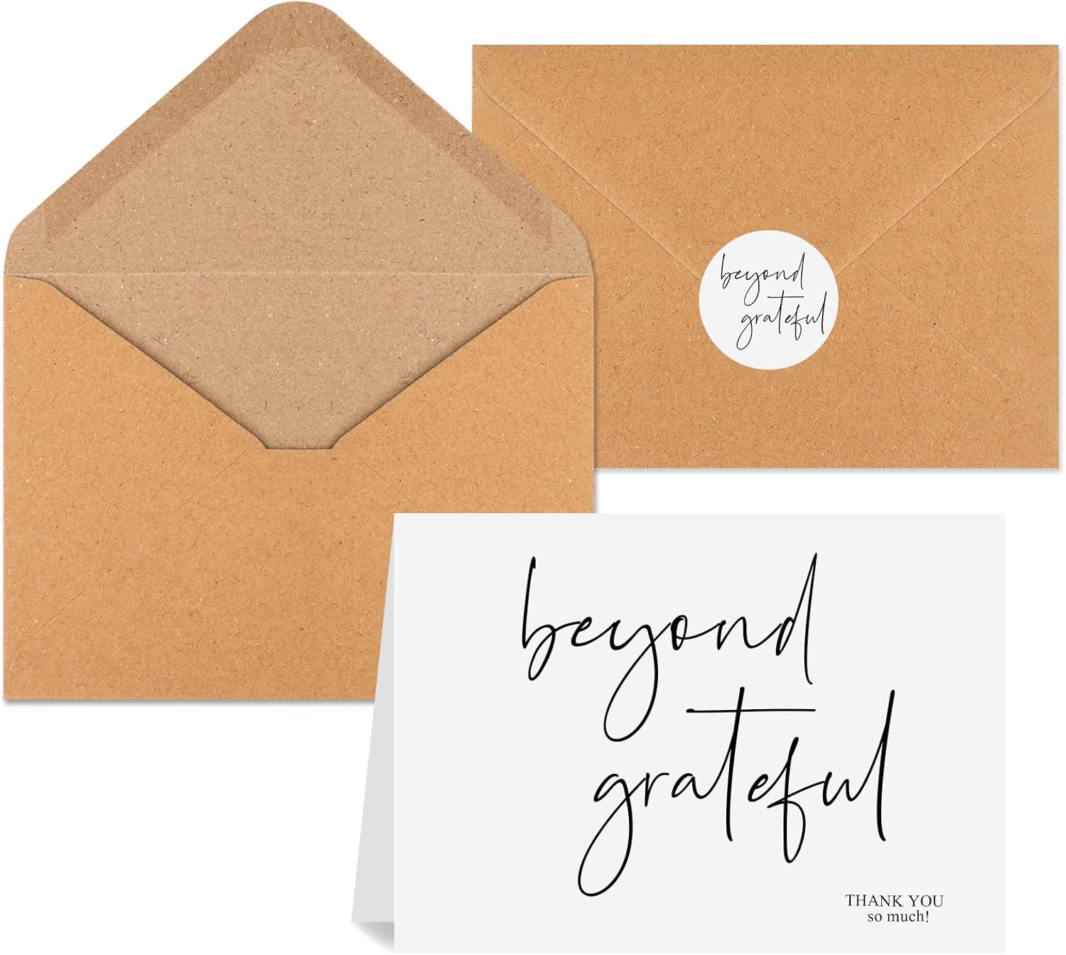 Thank You Cards with Envelopes 34 Pcs, Beyond Grateful 3.5x5 Wedding With Envelopes&Stickers, Blank Bridal Shower Cards, Bulk -