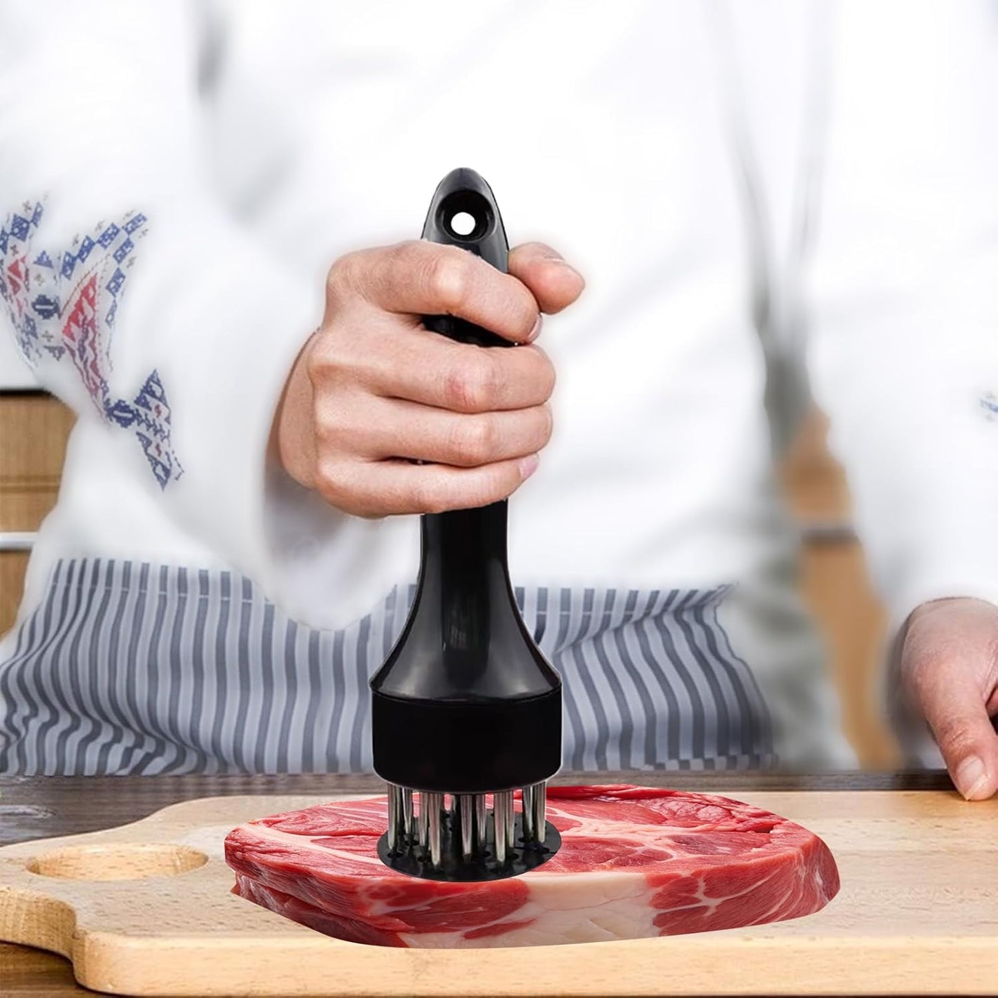 Meat Tenderizer with Stainless Steel Ultra Sharp Needle Blades Heavy Duty Cooking machine for Tenderizing Beef, Turkey, Chicken, Steak, Veal, Pork, Fish etc Black -