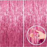 2 Pack Pink Backdrop Party Decorations Tinsel Curtain Foil Fringe Birthday Photo Booth Streamer Theme Bachelorette Graduation Decor 39.4"W x 78.7"L (Pack of 2)