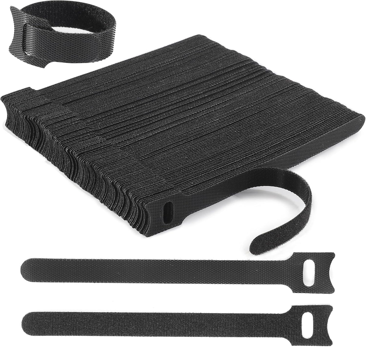 Reusable Cable Ties, 126 PCS 6 Inches Adjustable Cord Straps Wire Organizer Wrap and Hook Loop Management -