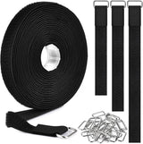 Roll of hook and loop straps with metal buckles