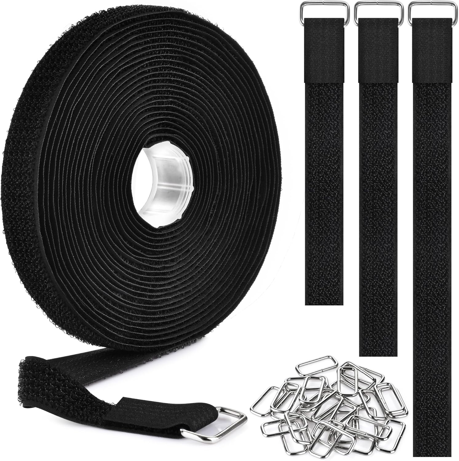 0.75"x19.7ft Hook and Loop Straps with 30 Buckles Adjustable Cut-to-Length Cable Ties - Reusable Nylon Fastening Tape for Storage or Organization (0.75in x 19.7ft) 0.75in 19.7ft