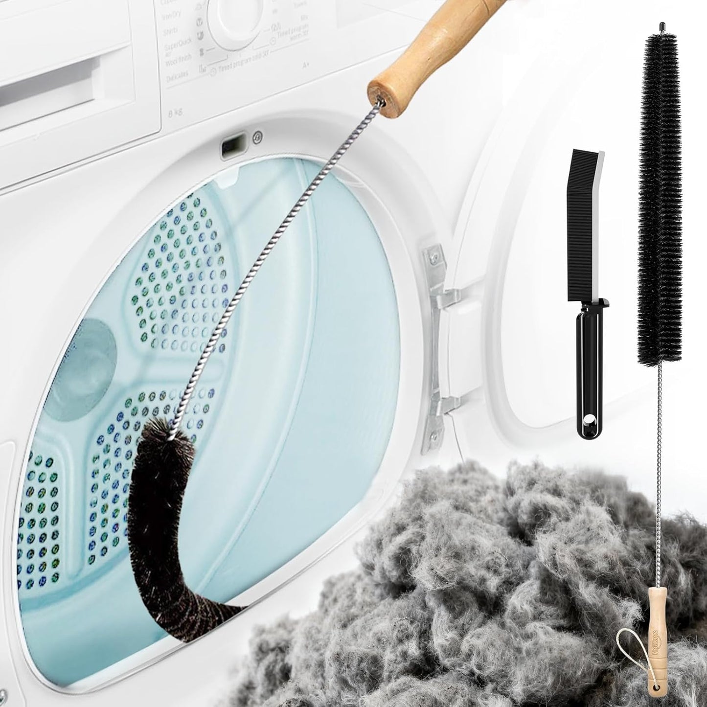 Dryer Vent Cleaner Kit - Household Cleaning Supplies, Lint Brush, Refrigerator Long Coil Flexible Remover, Removing Dust and Pet Hair 28