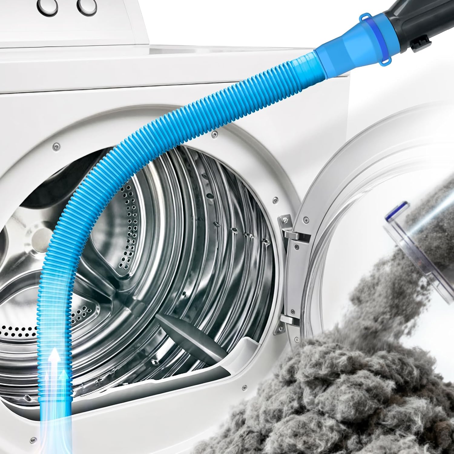 Dryer Vent Cleaner Kit - Lint Vacuum Attachment and Flexible,Dryer Hose Attachment,Light Blue 1p-blue