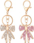 2 Pcs Pink Bow Rhinestone Keychain Cute Backpack Accessories for Mother&
