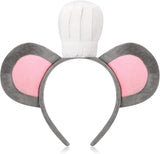 Mouse Headband with Chef Hat Cartoon Costume for Cosplay 100th Day of School Party Decoration Gray -