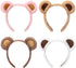 4 Pcs Bear Ears Headbands Bulk for Adults Kids Plush Animal Fluffy Cute Hair Hoops Accessories Birthday Party Cosplay Dress up Makeup Washing Face Women Valentine Girls -