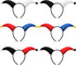 6 Pcs Clown Headband Soft Headbands for Mardi Gras Parties Carnival Circus Events Durable Reusable Hairband Black, Red, Blue, White -