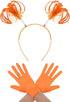 Halloween Dress up Set Included Orange Wig and Wrist Spandex Gloves Headband Ponytails Head Bopper Cosplay Costume for Women Men Adult Party Supplies Headwear Accessory -
