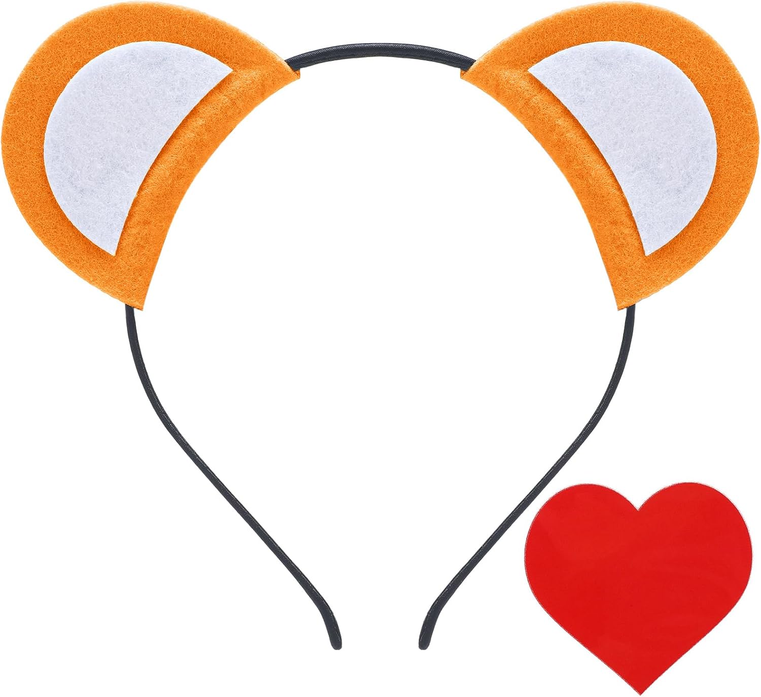 Halloween Bear Ears Headband and Patch Kit Colorful Costume with Red Heart for Party Supply Orange -