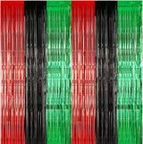 12 Pcs Juneteenth Party Decorations Freedom Day Foil Fringe Curtain Backdrop 100 x 39 Inch Metallic Tinsel Decor Black Red Green African American for Photo Props Red,Black,Green -