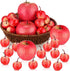 30 Pcs Fake Apples with Woven Basket Fall Artificial Red for Autumn Harvest Decoration, Photography Props, Kitchen Table Centerpiece, Wreath DIY Crafts(2 Sizes) -