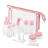 Travel Bottles Kit, TSA Approved Leak Proof Portable Toiletry Containers Set, Clear PET Flight Size Cosmetic for Lotion, Shampoo, Cream, Soap, Set of 11 pink -