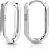 Silver Hoop Earrings, 2pcs Small Oval Earrings for Women U-shaped Minimalist Silver-Plating Copper Light Weight and Comfortable -