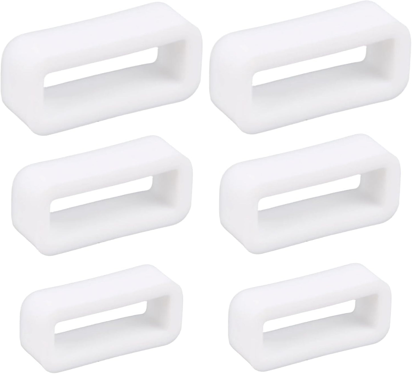 6pcs Watch Band Keepers, 14mm/16mm/18mm Silicone Strap Holder Loops Rubber Fastener Rings Retainer Replacement for Smart Sport Watchers Parts(White) -