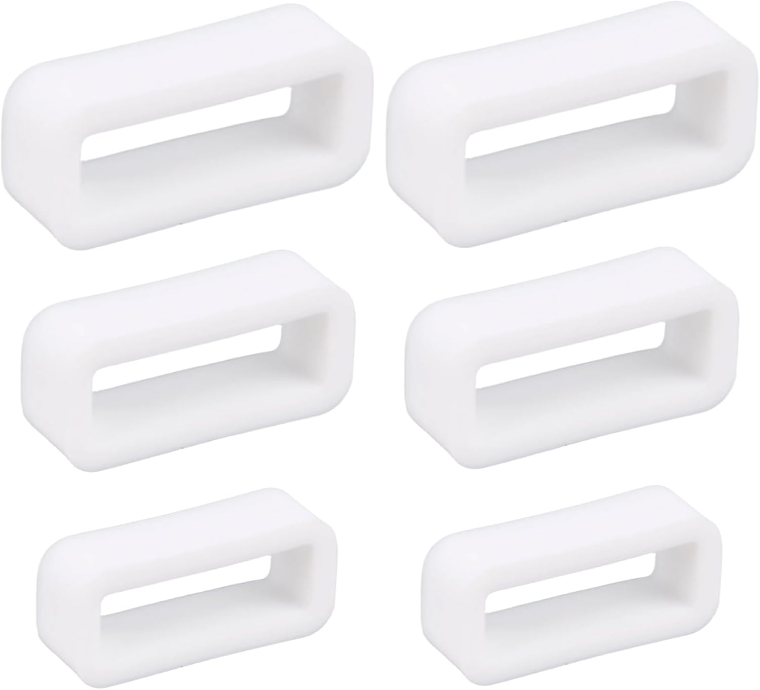 6pcs Watch Band Keepers, 14mm/16mm/18mm Silicone Strap Holder Loops Rubber Fastener Rings Retainer Replacement for Smart Sport Watchers Parts(White) -