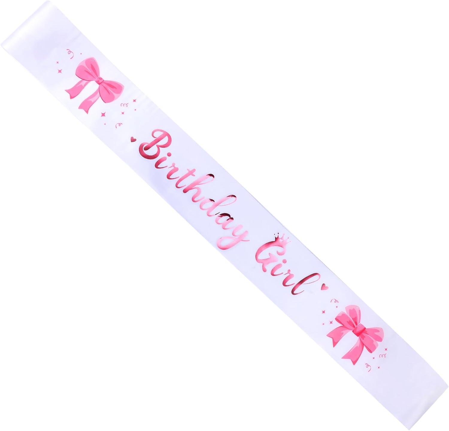 Hot Pink Bow Birthday Girl Sash, Satin Cowgirl Sash for Women & Girls, Sweet Princess Queen Any Decorations Party Favors Supplies Accessories (Hot Pink, White) -