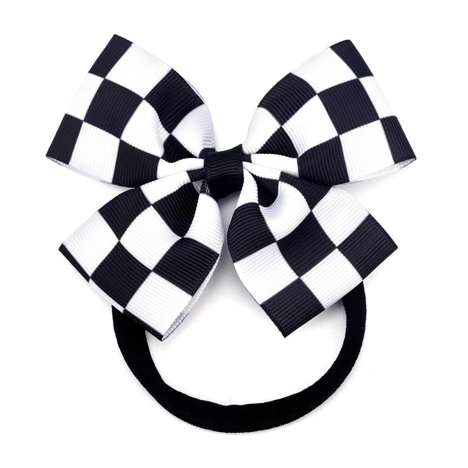 Racing Checkered Flag Bow Headband, Elastic Dressing up Clips for Baby Women Black & White Hairband Clothes Car Outfit Theme Party Sports Items Event Halloween -