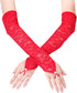 Long Lace Gloves, Bridal Fingerless Gloves for Women Tea Party 1920s Costumes Opera Masquerade, Elbow Length 15.7inch (Red) -