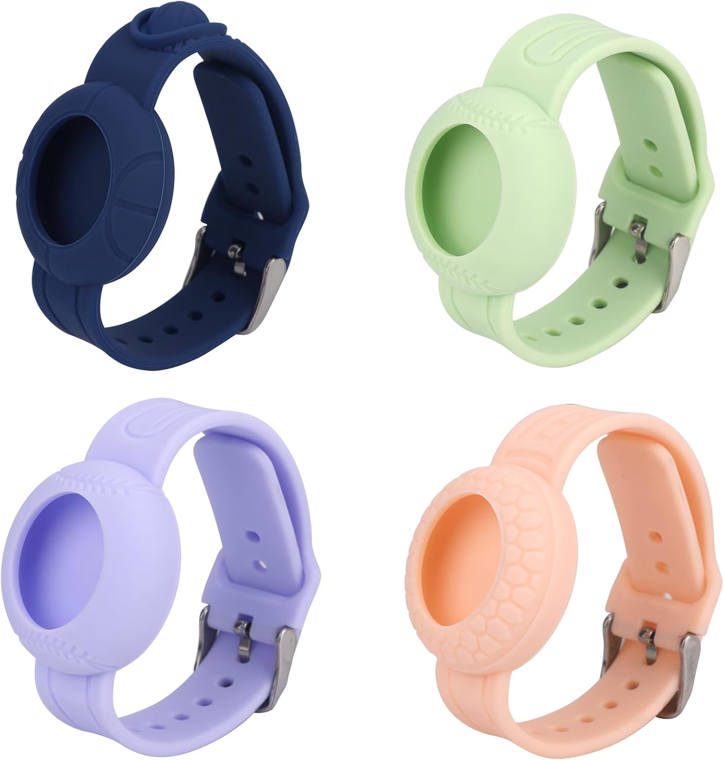 4pcs Waterproof Bracelet for Airtag, Soft Silicone GPS Tracker Watch Wristband Lightweight Hidden Holder Compatible with Air Tag Band -
