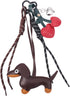 Leather Dachshund Keychain, Cute Dog Heart Cherry Keyring Puppy Bag Pendant Key Chain Charm Accessories for Handbag Purses Bags Cars Fashion Gifts Lovers -