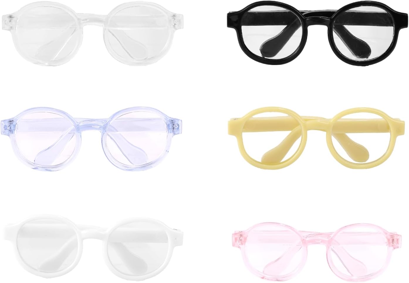 6pcs Mini Doll Glasses for 13cm/5.12in Dolls, Tiny Plastic Decorative Eyeglasses Accessories Perfect Collectors Display & Photography (Multiple Colors) -