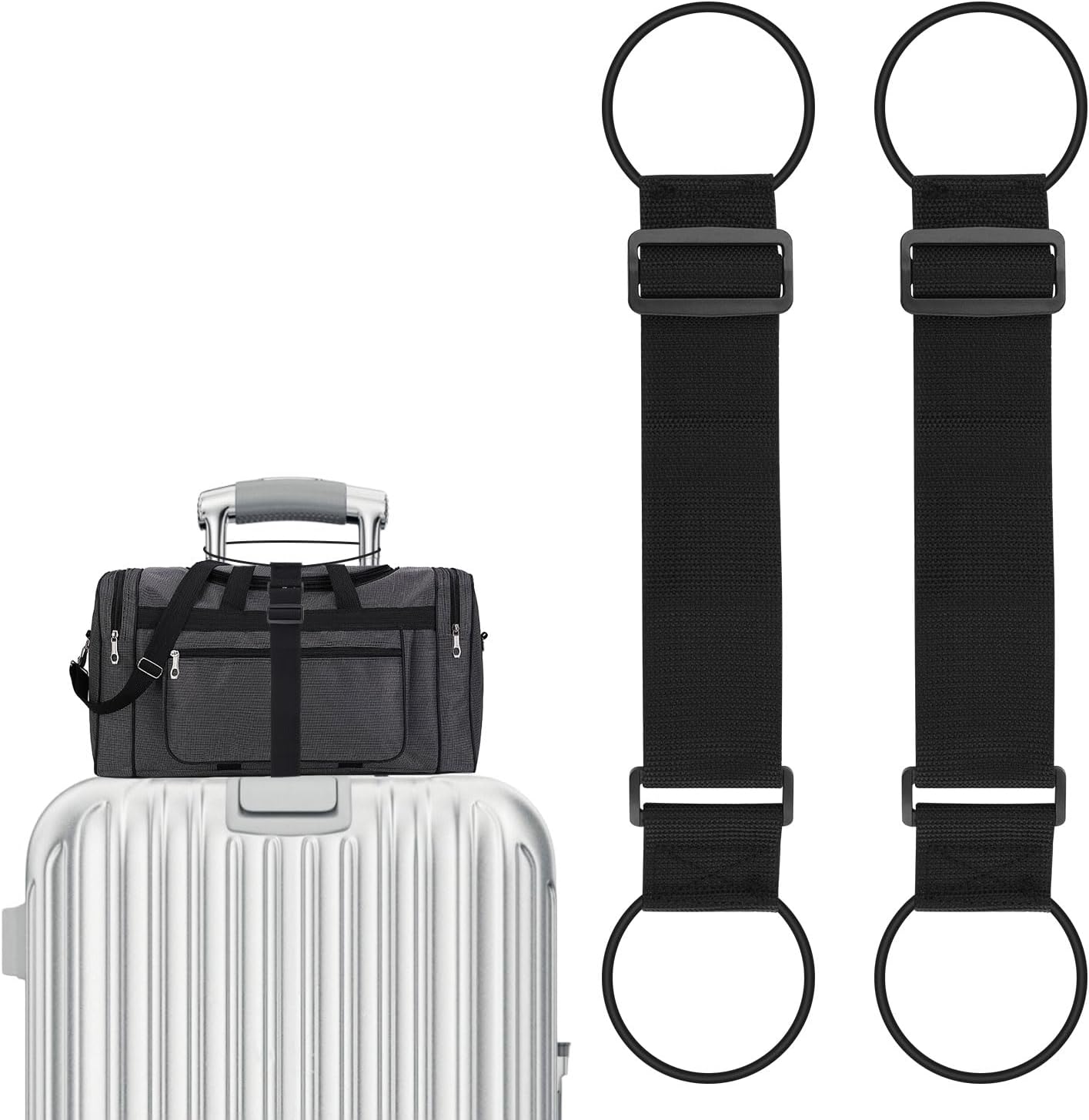 2pcs Luggage Straps, Nylon Bag Straps for Suitcase Elastic Strap Adjustable Belt Stylish Carry on Practical Travel Accessories -
