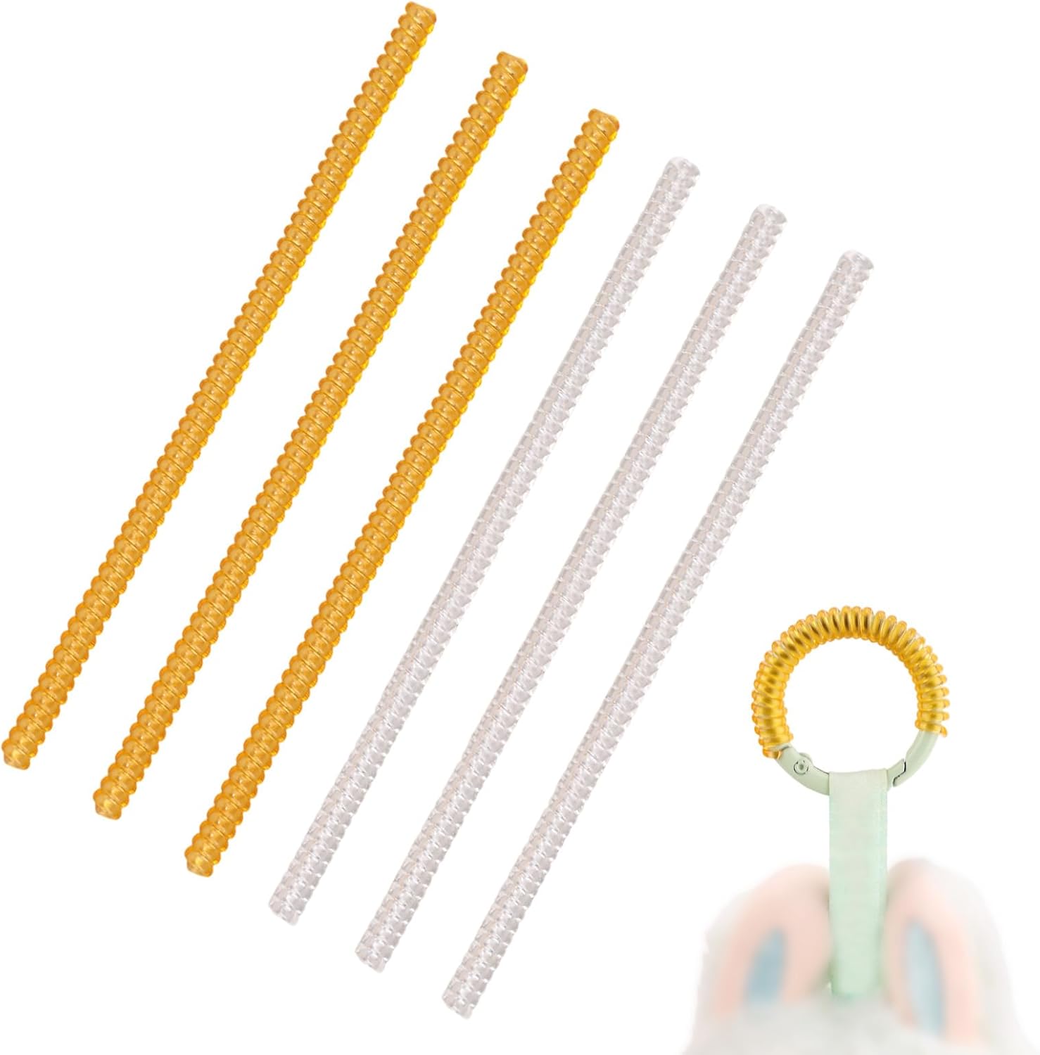 6pcs Doll Clip Locks, Plastic Ring Lock Prevent The Loss of Your Precious Portable Locking for Toys (Gold, Transparent) -