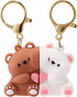 Couple Cute Bear Keychain, White and Brown Valentine&