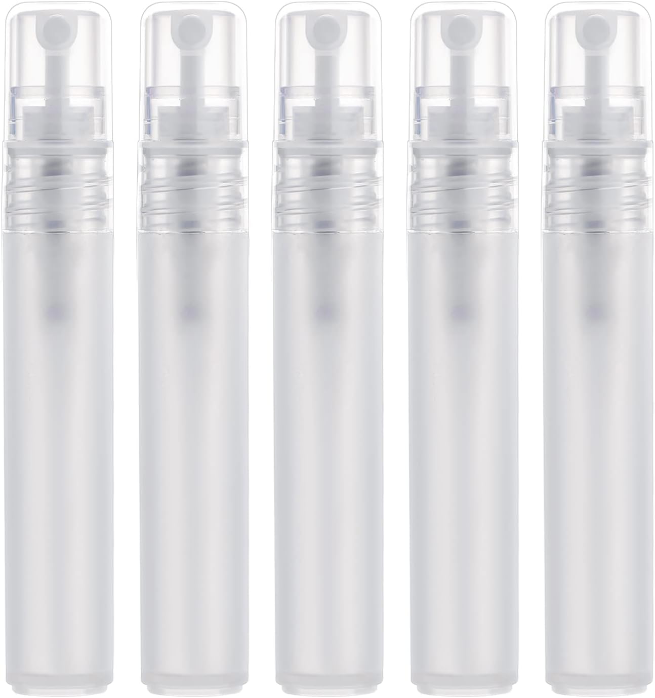 5pcs 8ml Perfume Atomizers Refillable, Matte Plastic Small Spray Bottles for Travel Fine Mist Empty Spritzer Hair Face Plants (White) -