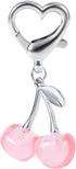 Cute Cherry Charm for Purse, Keychain Bag Purse Key Ring Aesthetic Backpack Handbag Accessories Pink -