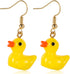 Yellow Duck Earrings, Cute Duckie Acrylic Dangle Drop Earrings Personalized Charming Cartoon Style Funny Accessories for Women, yellow, black, orange, golden -