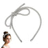 Bow Headband, Rhinestone Hairband Crystal Hair Shiny Crown Bowknot Headband Non-Slip Accessories for Women Thick Thin Birthday Wedding Party (Silver) -