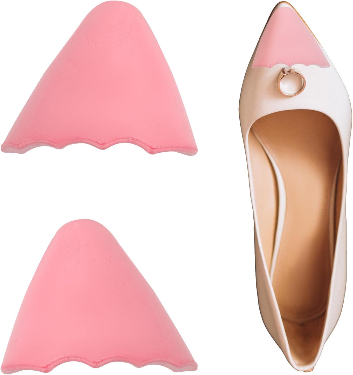 2pcs Toe Inserts for Shoes Too Big, 2.1x1.6 Inch Filler Stuffer Cushions Women PU Foam Loose Shoe Plug Size Reducer Pointed High Heel Boots -