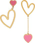 Asymmetric Heart Earrings, Hollow Stud Earrings Long Love Pendant Big Dangle Costume Jewelry for Women Christmas Party Valentines Day -